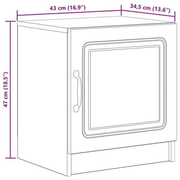 vidaXL Table de chevet Chêne fumé 43 x 34,5 x 47 cm Bois d'ingénierie