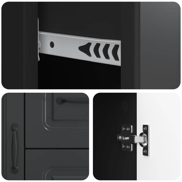 vidaXL Buffet noir 89 x 34,5 x 57 cm Aggloméré