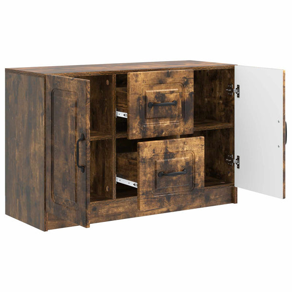 vidaXL Bahut chêne fumé 89 x 34,5 x 57 cm en bois d'ingénierie
