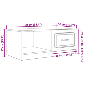 vidaXL Table basse chêne Sonoma 90 x 50 x 37 cm, bois d'ingénierie