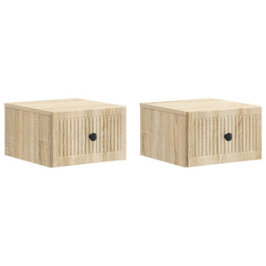 vidaXL Table de chevet murale 2 pcs chêne sonoma 33 x 34,5 x 20 cm