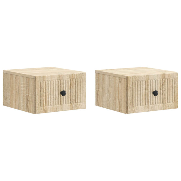 vidaXL Table de chevet murale 2 pcs chêne sonoma 33 x 34,5 x 20 cm