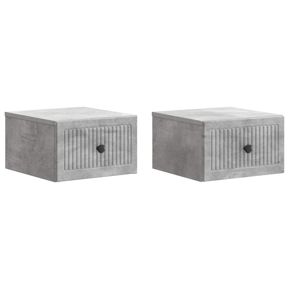 vidaXL Wall-mounted bedside table 2 pcs Concrete Gray 33 x 34.5 x 20 cm