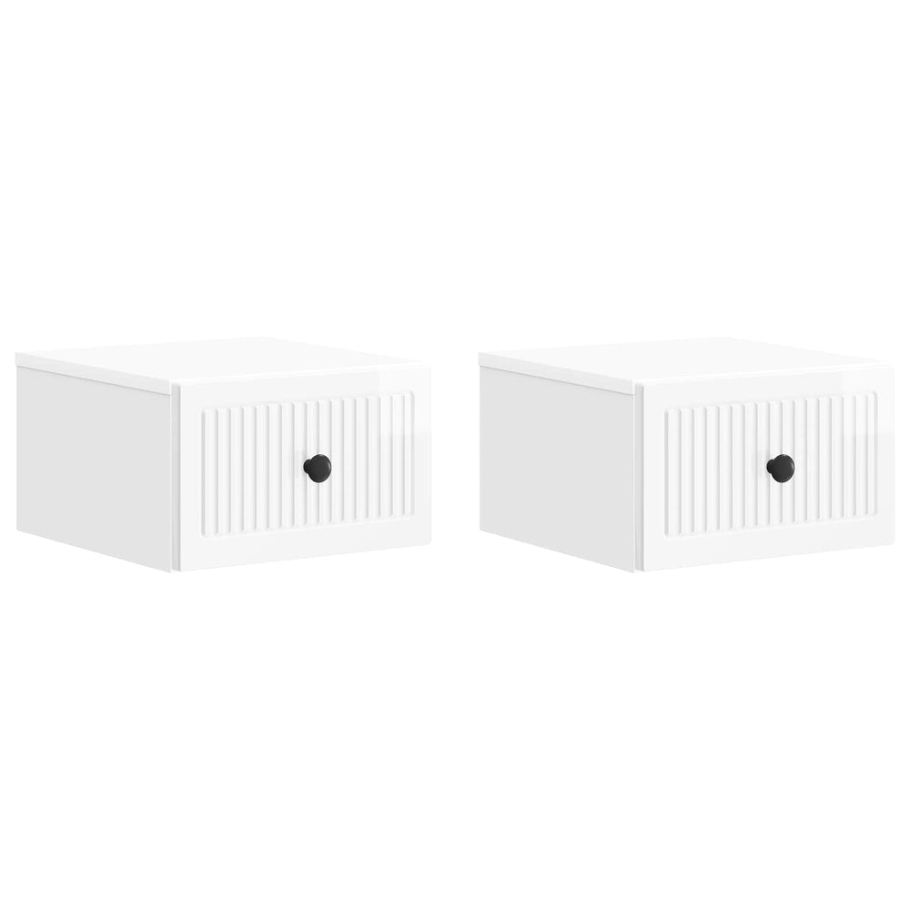 vidaXL Wall-Mounted Nightstands 2 pcs High Gloss White Engineered Wood