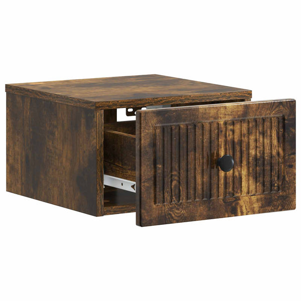 vidaXL Table de chevet murale Chêne fumé 33 x 34,5 x 20 cm