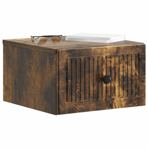 vidaXL Table de chevet murale Chêne fumé 33 x 34,5 x 20 cm