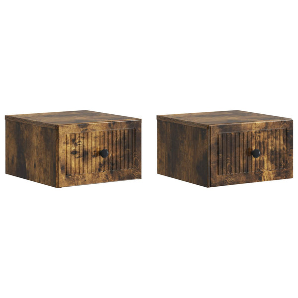 vidaXL Tables de chevet murales 2 pcs Chêne fumé Bois d'ingénierie