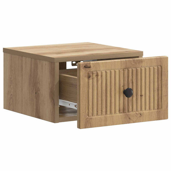 vidaXL Table de chevet murale chêne artisanal 33 x 34,5 x 20 cm