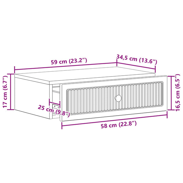 Wand-Nachttisch Betongrau 59x34,5x17 cm