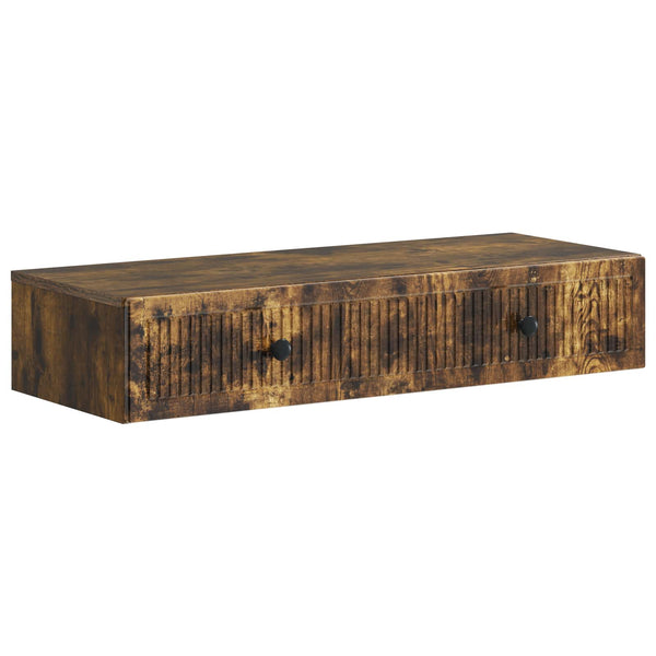 vidaXL Table d'appoint murale Chêne fumé Bois d'ingénierie