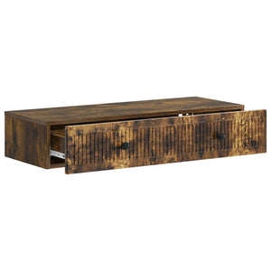 vidaXL Table d'appoint murale Chêne fumé Bois d'ingénierie