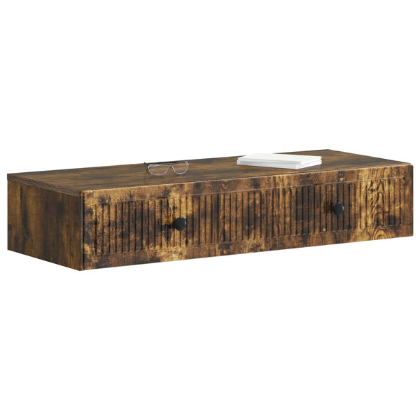 vidaXL Table d'appoint murale Chêne fumé Bois d'ingénierie