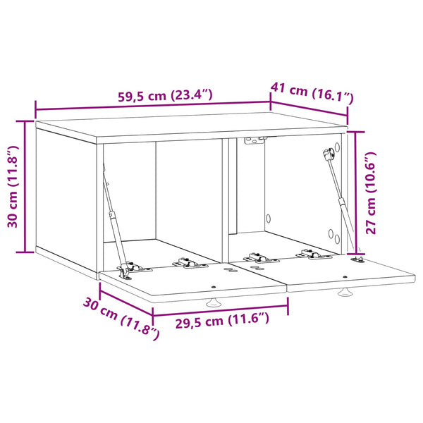 Wandmontierter TV-Schrank Graues Sonoma 59,5 x 41 x 30 cm