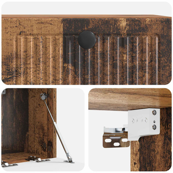 Wandmontierter TV-Schrank Altholz