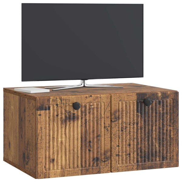 Wandmontierter TV-Schrank Altholz