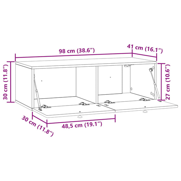 Wandmontierter TV-Schrank Betongrau 98 cm