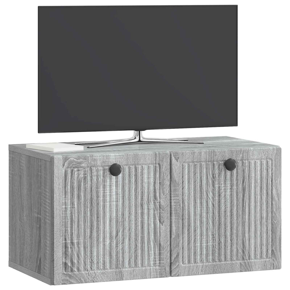 Wandmontierter TV-Schrank Grau Sonoma
