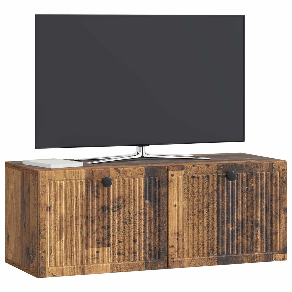 Wandmontierter TV-Schrank Altholz