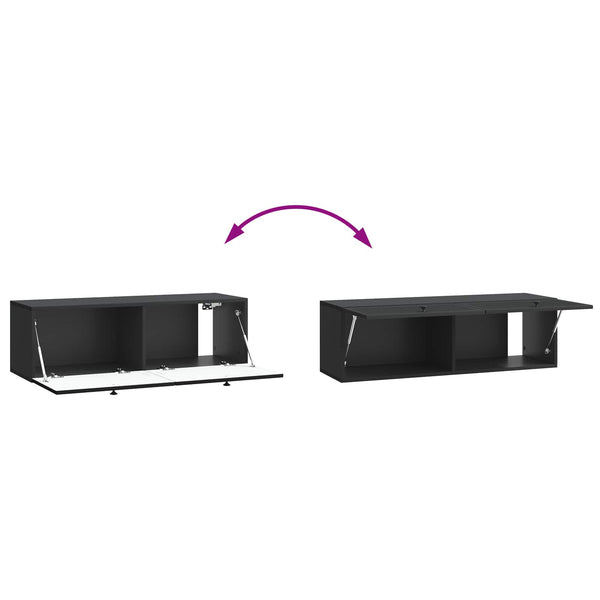 Wandmontierter TV-Schrank Schwarz