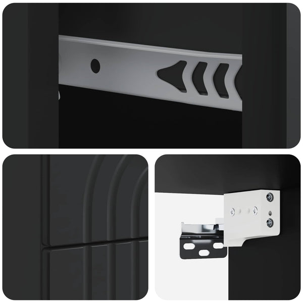 Wand-Nachttisch, 2er-Set, Schwarz