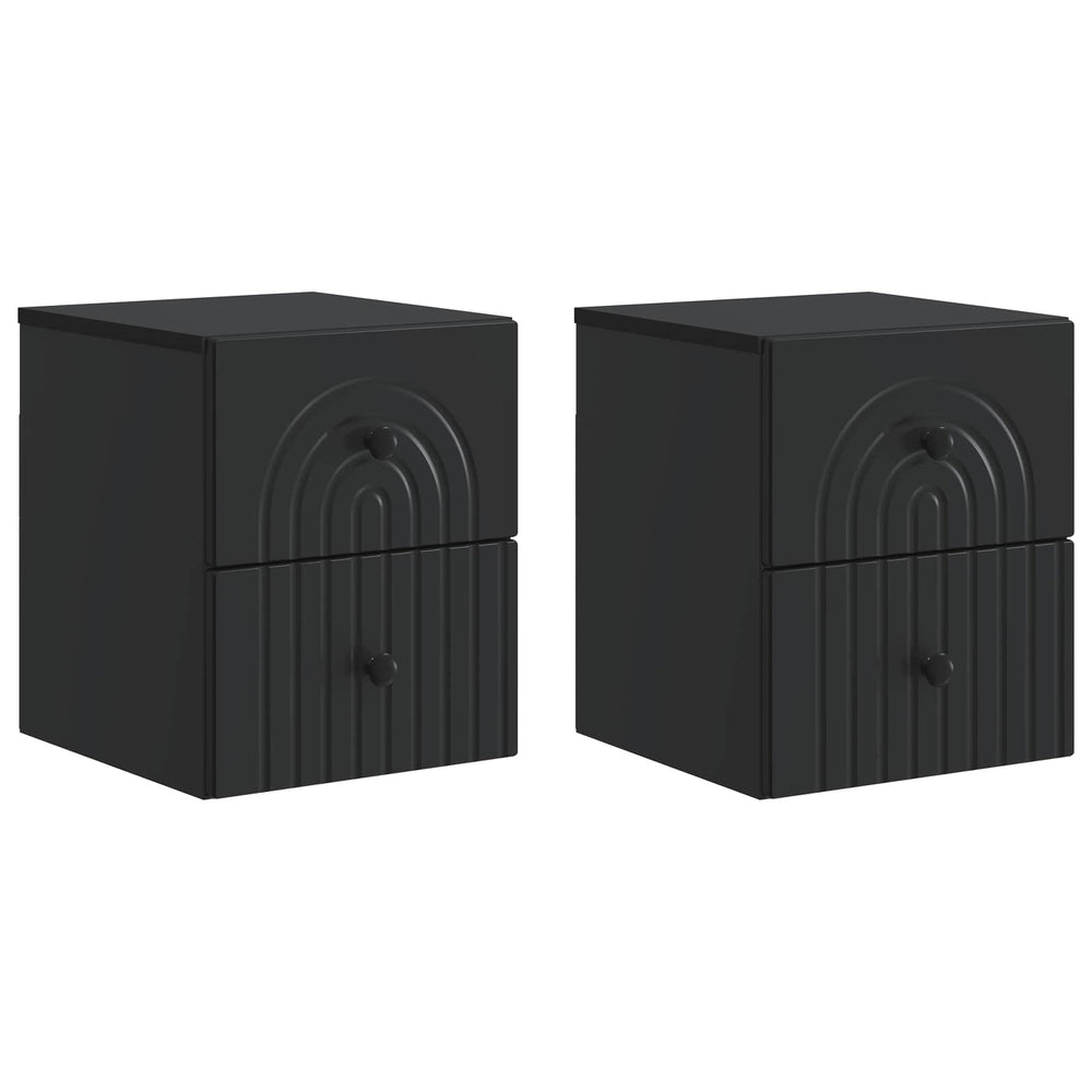 Wand-Nachttisch, 2er-Set, Schwarz