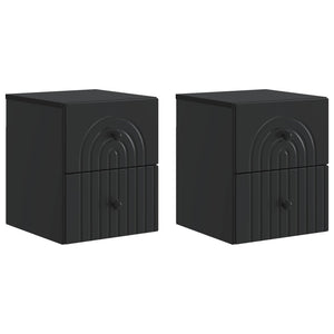 Wand-Nachttisch, 2er-Set, Schwarz