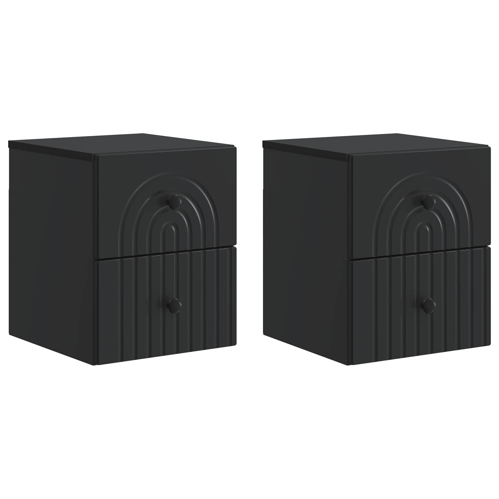 Wand-Nachttisch, 2er-Set, Schwarz