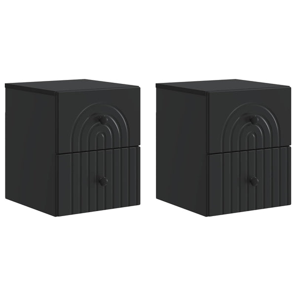 Wand-Nachttisch, 2er-Set, Schwarz