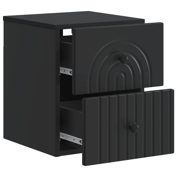 Wand-Nachttisch, 2er-Set, Schwarz