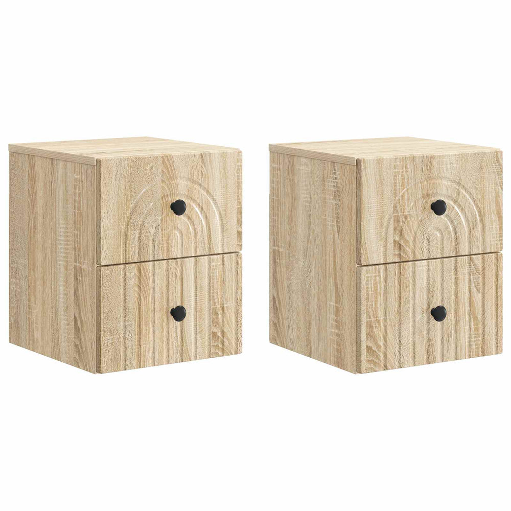 vidaXL Wall-Mounted Nightstand 2 pcs Sonoma Oak 33 x 34.5 x 40 cm