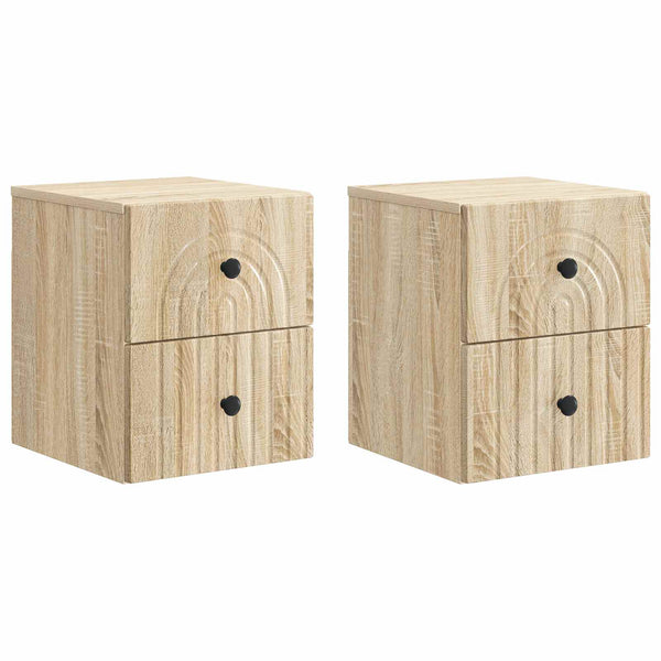 Wandmontierter Nachttisch 2er-Set Sonoma Eiche