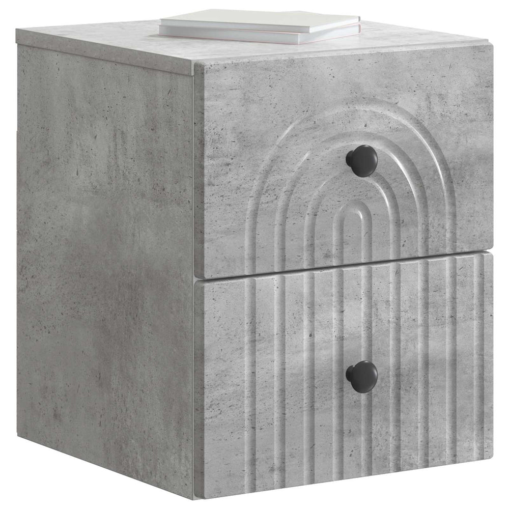 vidaXL Wall-Mounted Bedside Table Concrete Grey 33 x 34.5 x 40 cm
