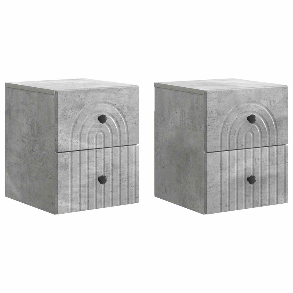 vidaXL Wall-Mounted Nightstand 2 pcs Concrete Gray 33 x 34.5 x 40 cm