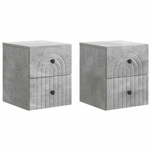 Wandmontierter Nachttisch, Betongrau, 2er-Set