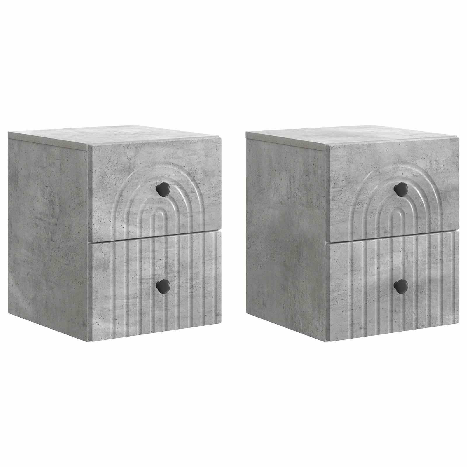 Wandmontierter Nachttisch, Betongrau, 2er-Set