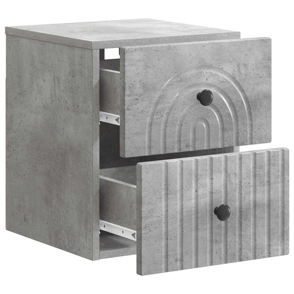 Wandmontierter Nachttisch, Betongrau, 2er-Set