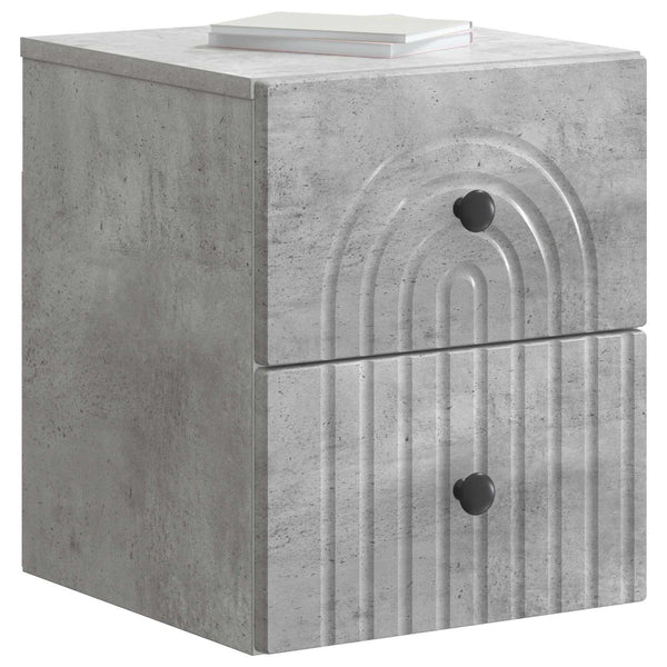 Wandmontierter Nachttisch, Betongrau, 2er-Set