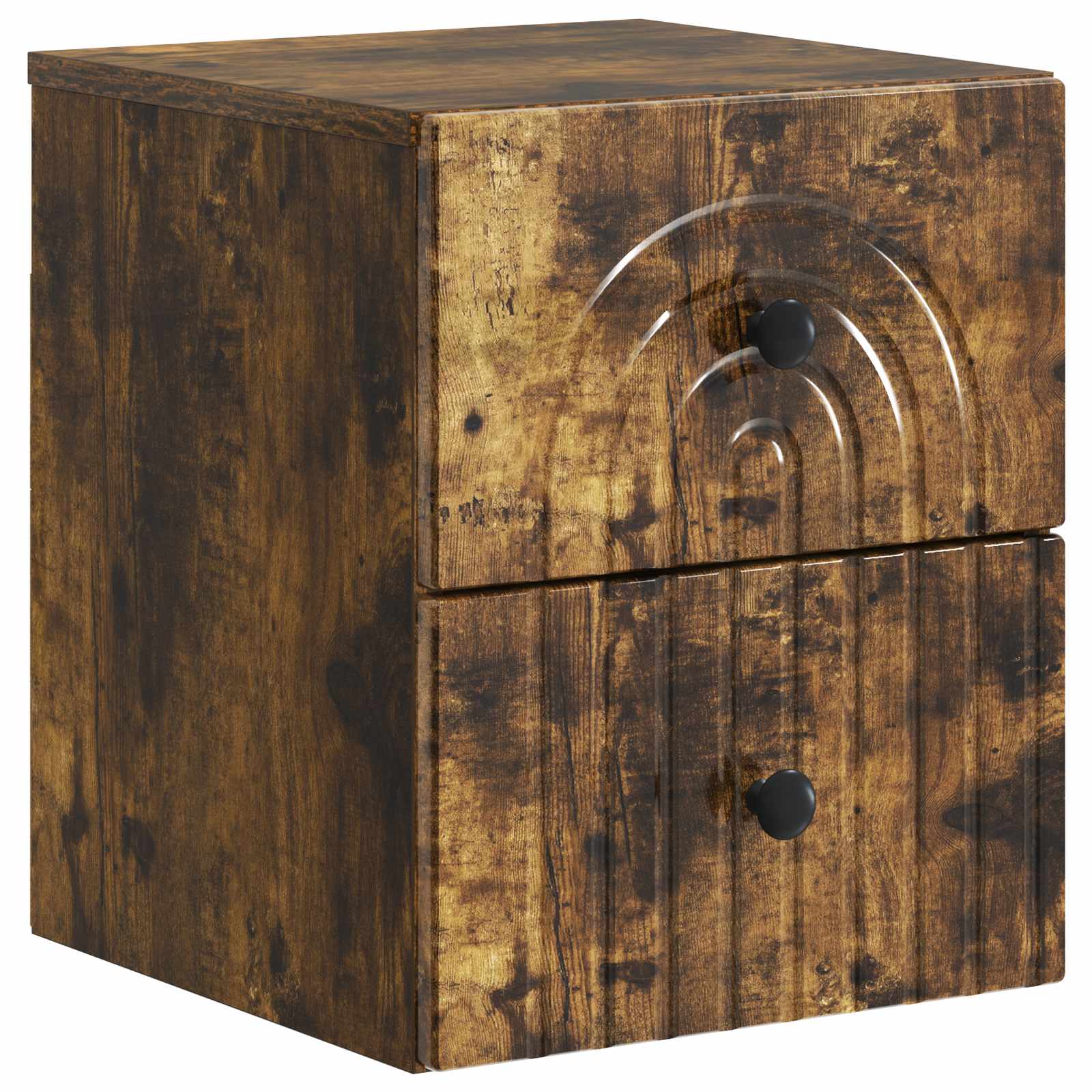 vidaXL Table de chevet murale chêne fumé 33 x 34,5 x 40 cm