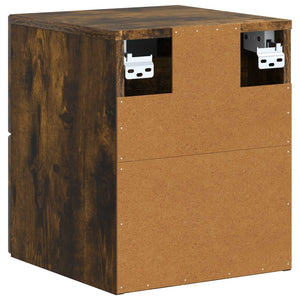 vidaXL Table de chevet murale chêne fumé 33 x 34,5 x 40 cm