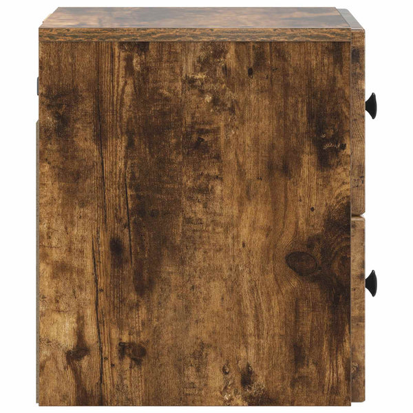 vidaXL Table de chevet murale chêne fumé 33 x 34,5 x 40 cm