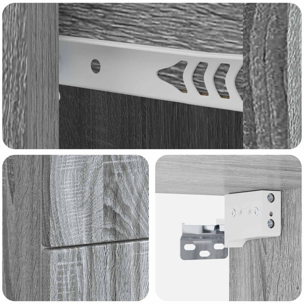 Wand-Nachttisch, 2er-Set, Grau Sonoma