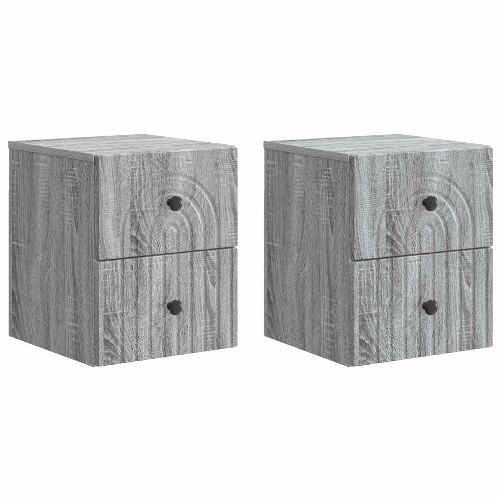 vidaXL Wall-Mounted Bedside Table 2 pcs Sonoma Grey 33 x 34.5 x 40 cm