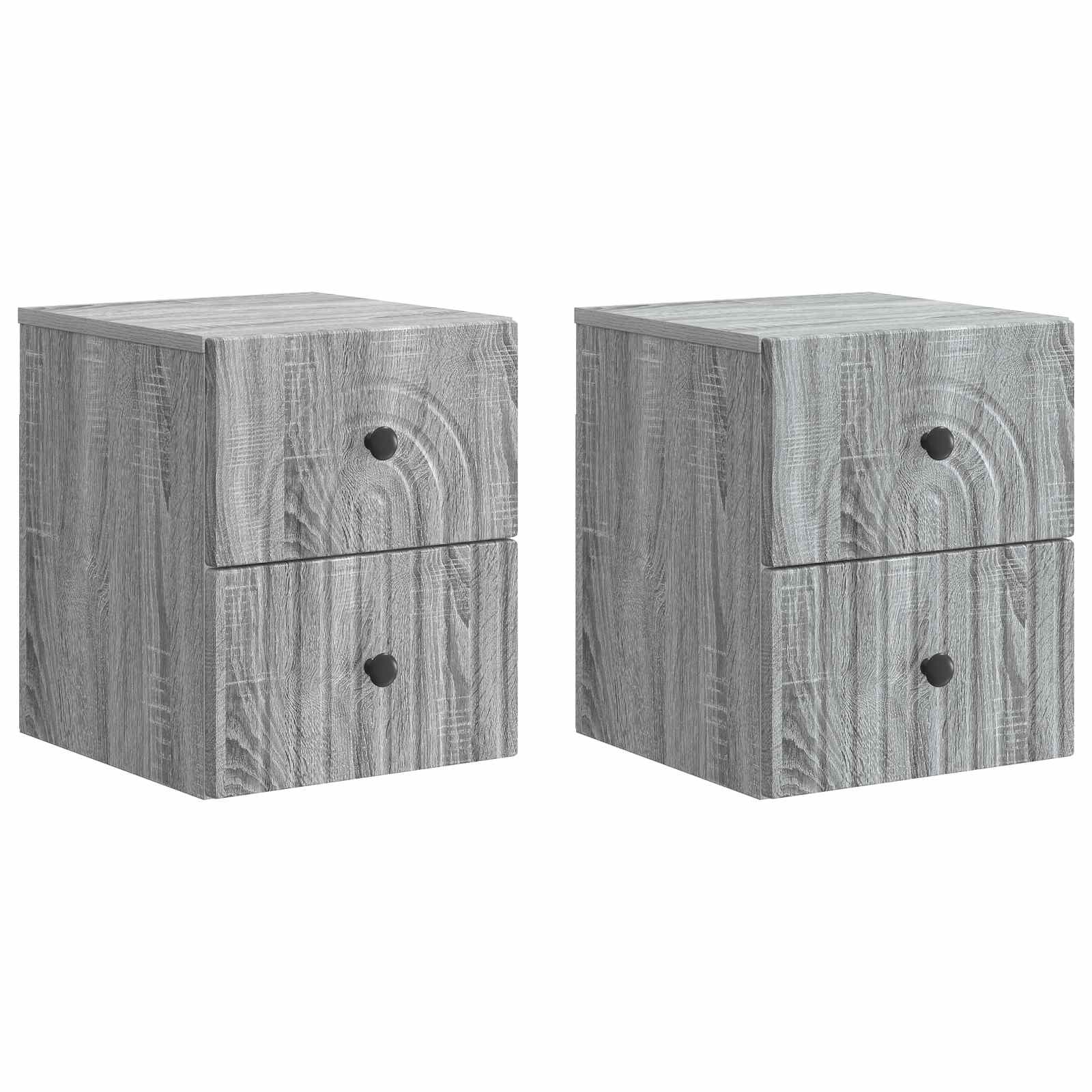 Wand-Nachttisch, 2er-Set, Grau Sonoma