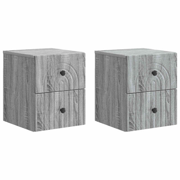 Wand-Nachttisch, 2er-Set, Grau Sonoma
