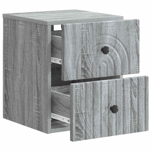 Wand-Nachttisch, 2er-Set, Grau Sonoma