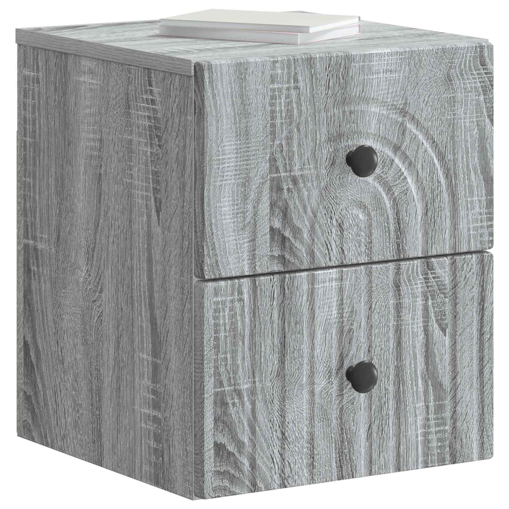 vidaXL Wall-Mounted Bedside Table 2 pcs Sonoma Grey 33 x 34.5 x 40 cm