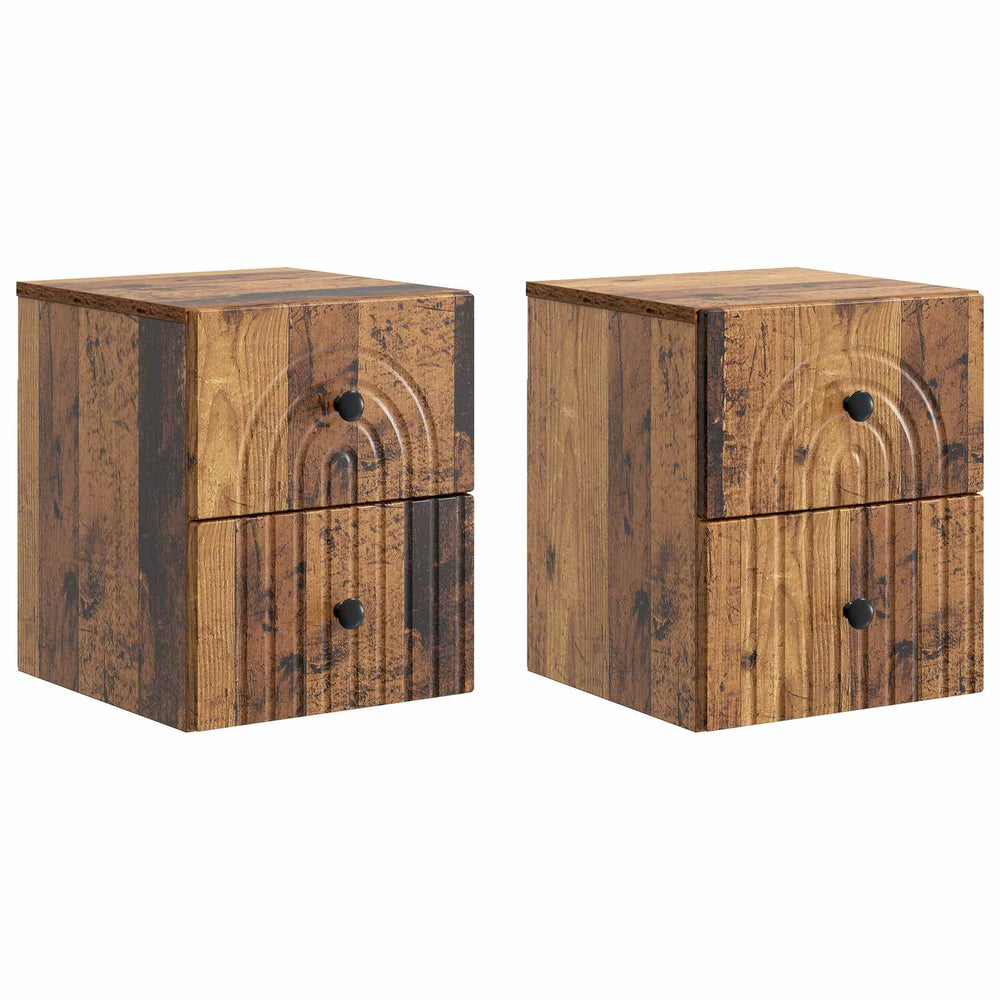 Wand-Nachttisch 2er-Set Altholz