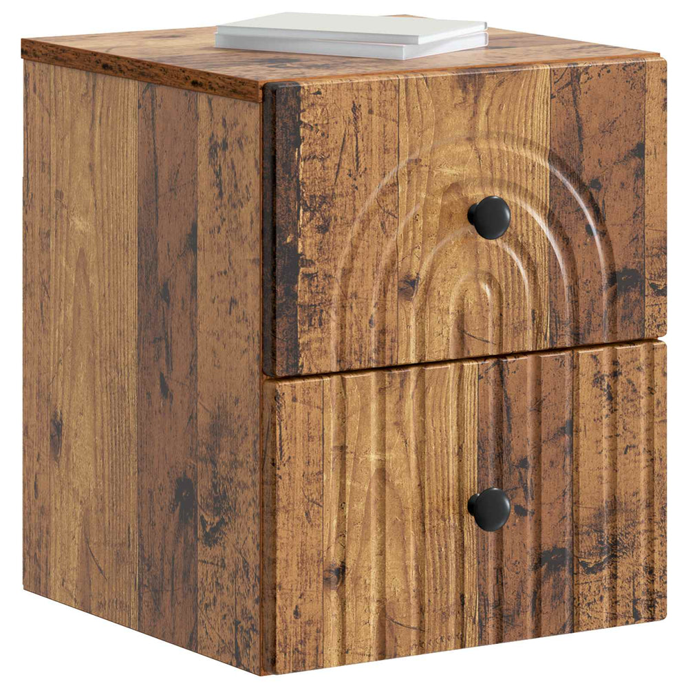 Wand-Nachttisch 2er-Set Altholz
