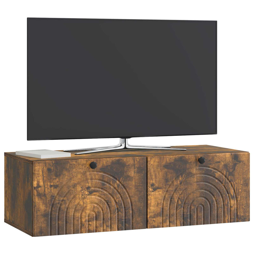 Wandmontierter TV-Schrank, Geräucherte Eiche, 99cm