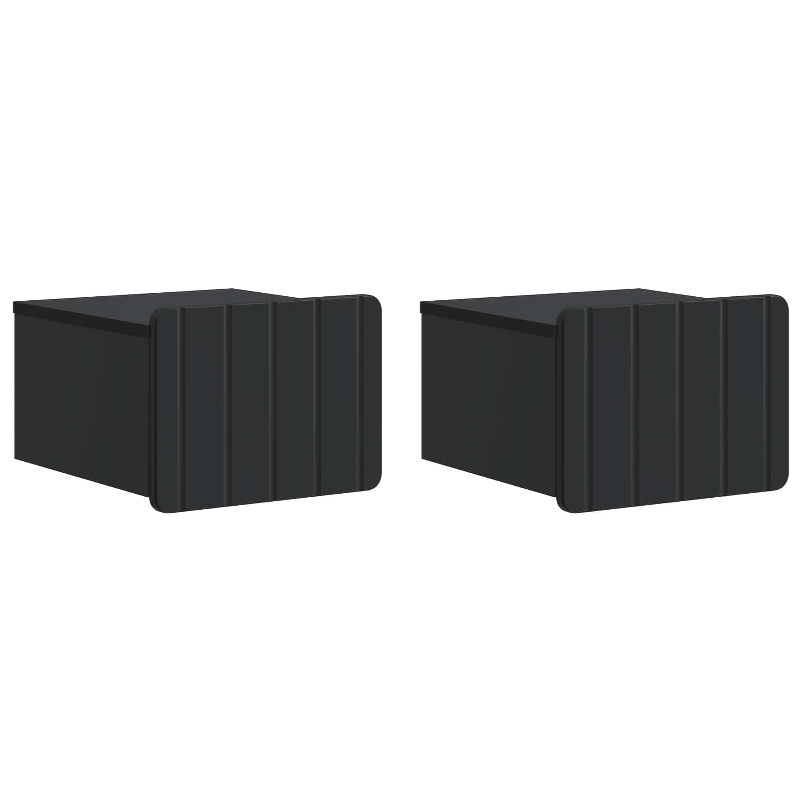 Wand-Nachttisch, 2er-Set, Schwarz, 33x34,5x24 cm